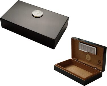 Міні-хумідор GERMANUS чорний з кедровим деревом, комплект із буклетом GERMANUS Humidor Brevier