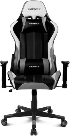 Ігрове крісло DRIFT DR175GRAY, професійне, екошкіра, 2D підлокітники, клас 4, обертальне, чорний/сірий