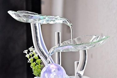 Внутрішній фонтан з кераміки та скла, декор для медитації, чаша Zen, подарунок, 20x23x23 см, Salt Range Pakistan Zen'light (Flower)