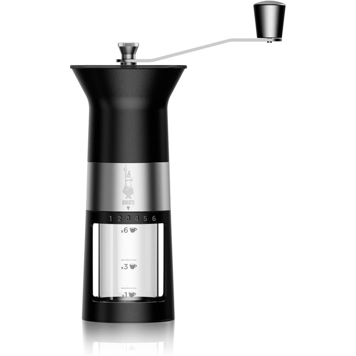Ручна кавомолка Bialetti з нержавіючої сталі, матова чорна