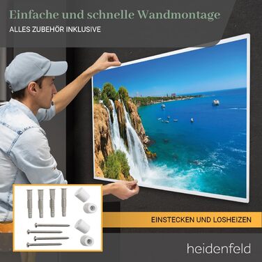 Інфрачервовий обігрівач Heidenfeld HF-HP105 | 10 років гарантії, 400 Вт, до 10 м², з термостатом, захист від перегріву, електрообігрівач (Bergsee)