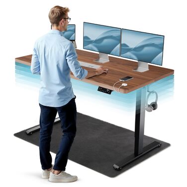 Електричний стіл CleverDesk 160x80 см з регулюванням висоти, чорний каркас, стільниця з дерева, 2x USB, кабель-канал - Переможець тесту!