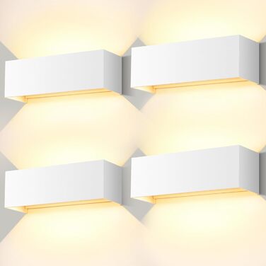 LEDMO LED настінні світильники 30Вт, 4 шт, білий, для внутрішнього та зовнішнього використання, регульований світловий потік вгору/вниз, 3000K тепле біле світло, IP65 водонепроникні