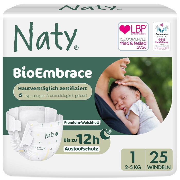 Екологічні підгузки для дітей Naty BioEmbrace, розмір 4 (7–18 кг), 88 шт