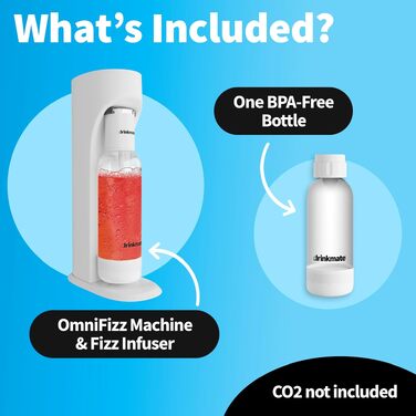 Сифон для газування води та соди DrinkMate Sparkling Water and Soda Maker 2.6, матовий чорний, 410-02-00
