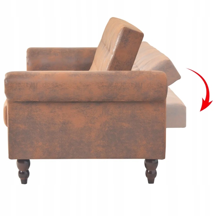 Розкладний 2-місний диван Chesterfield, коричневий, 196x58x82 см