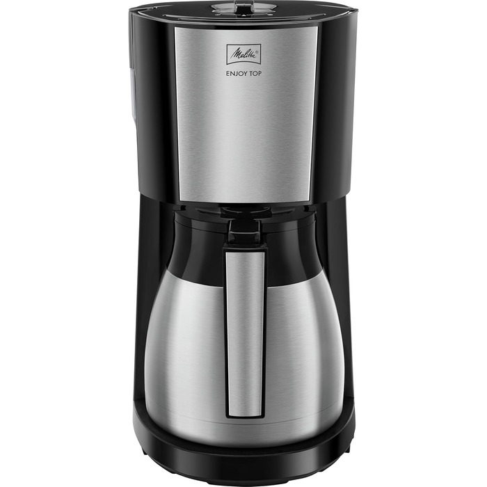 Кавоварка Melitta Enjoy Top Therm з термокухлем із нержавіючої сталі, фільтр-кавоварка з крапельним стопом, до 10 чашок, сталь/чорна