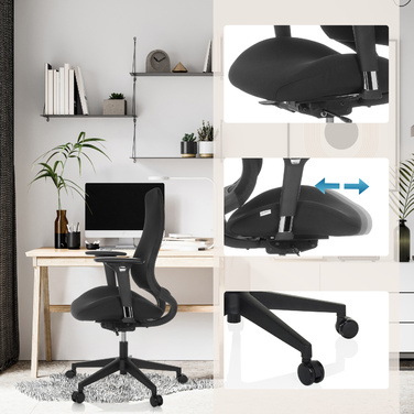 Офісне крісло / обертове крісло HENFIELD B тканина чорний hjh OFFICE