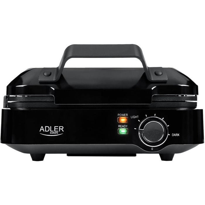Вафельниця подвійна Adler Europe 2000Вт, антипригарна, регулювання температури, глибокі пластини