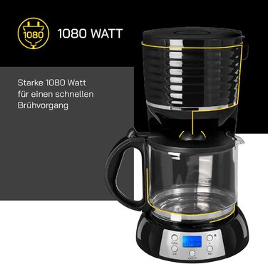 Кавоварка GUTFELS COFFEE 3300 C фільтраційна, 15 чашок, 1x4, з таймером, підтримкою тепла, 1080 Вт, LED-дисплей