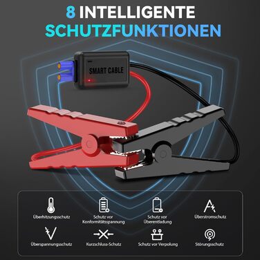 Портативний зарядний пристрій Starthilfe Powerbank 5000A для автомобіля з LED-ліхтариком, великим екраном (6000A) чорний M01