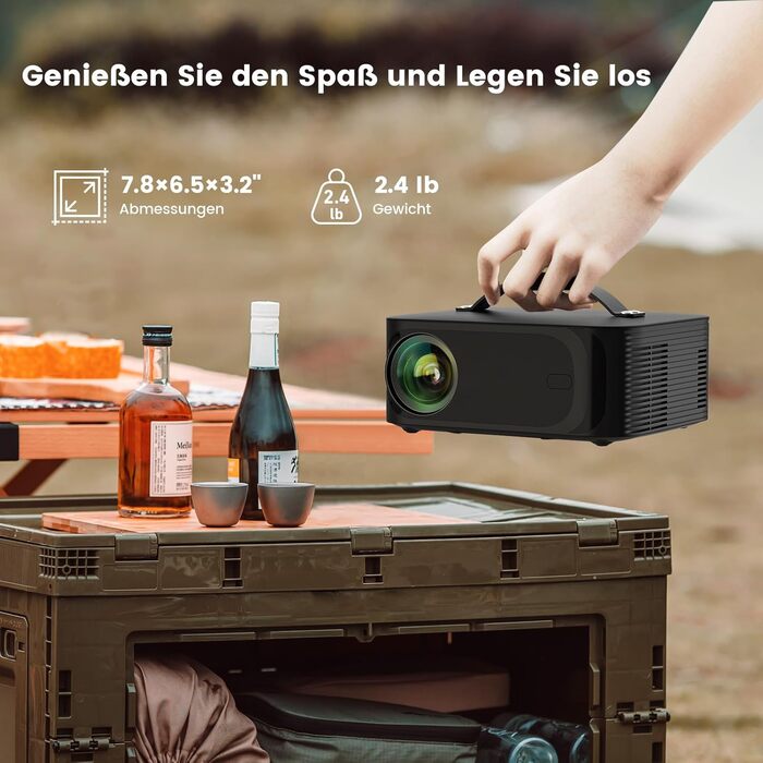 Smart-проектор ONOAYO 4K HDR10 з Dolby Audio, 15000 ANSI люмен, WiFi 6, Bluetooth 5.4, підтримка 800+ додатків, міні-беамер для домашнього кінотеатру, чорний