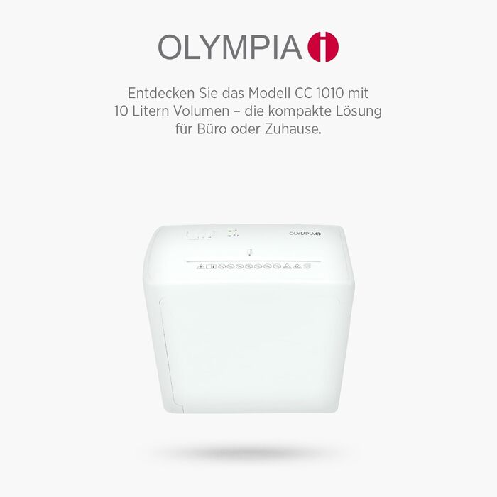 Шредер для паперу та кредитних карток Olympia MC 2508 S, знищення 10 аркушів, кошик 10 л, рівень секретності P4 (частки), білий