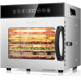 Сушарка для продуктів Kwasyo Edelstahl 750W з 8 рівнями, цифровим таймером, регулюванням температури та захистом від перегріву