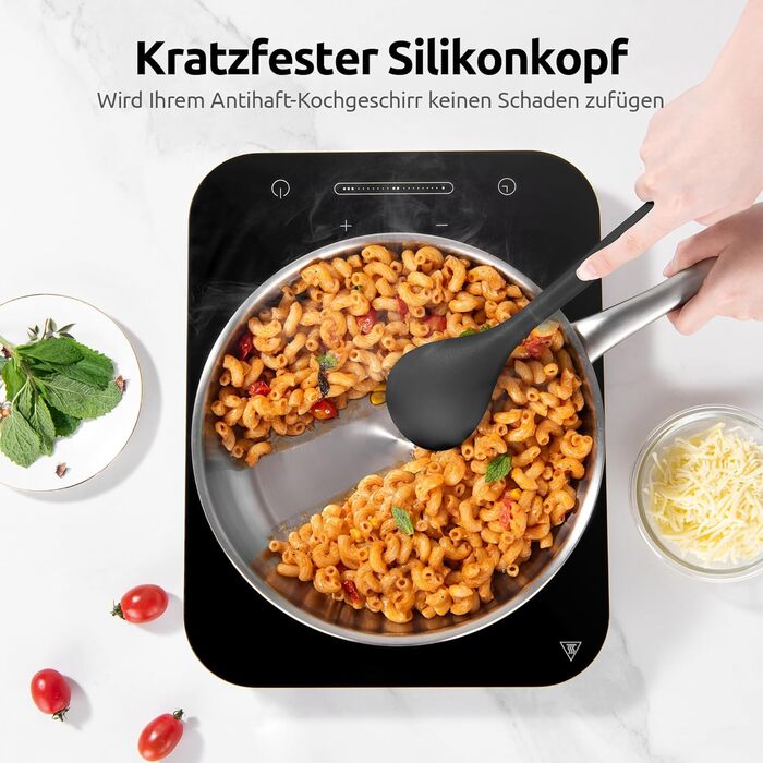 Набір кухонних аксесуарів U-Taste з силікону (5 шт.), стійкий до 315°C, BPA-free, антипригарний, для приготування, перемішування та подачі їжі (чорний)