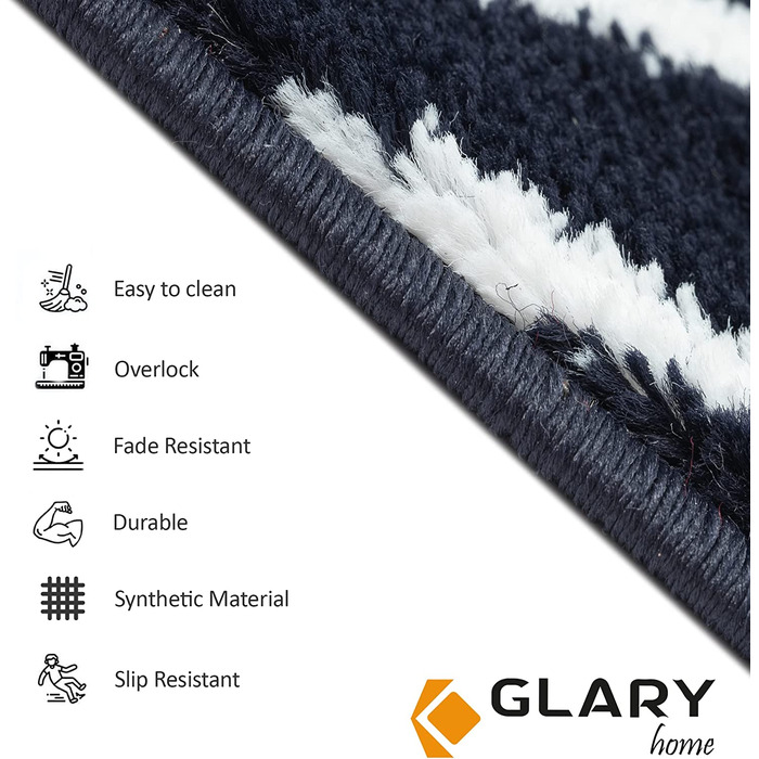 Набір з 15 самоклеючих килимків для сходів Glary Home 22x71x1,2 см, біло-синій трикутний візерунок