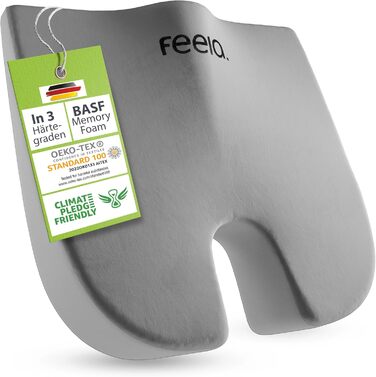 Ортопедична подушка-клинок Feela® для крісла [3 ступені жорсткості] – ергономічна подушка-клинок для авто та дивану, подушка-клинок, подушка-клинок для авто (м'яка) (срібна, середня (60-100 кг))