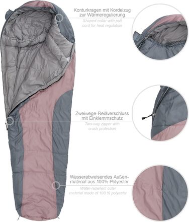 Дитячий спальний мішок-кокон Where Tomorrow Mumienschlafsack (Рожевий/Сірий), 230x80 см