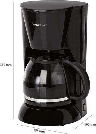 Кавоварка Clatronic KA 3473 чорна, 1,5 л, на 12-14 чашок, фільтр, захист від крапель, 900 Вт