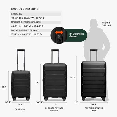 Ручна поклажа Traveler's Choice Kariert, розмір M (66 см), чорна, валіза для подорожей