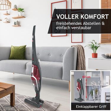 Бездротовий пилосос Hoover HF21F25 2-в-1 з акумулятором, ручний та вертикальний, 45 хв автономної роботи, LED-підсвітка, паркування, складана ручка, насадка для щілин та щітка для пилу, без мішка