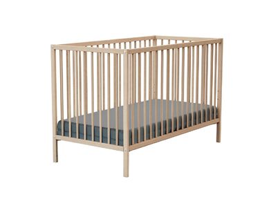 Дитяче ліжко Webaby Holz 60x120cm з бука, натуральний колір, з регульованим дном та бортиками | Від народження | Комфортний сон