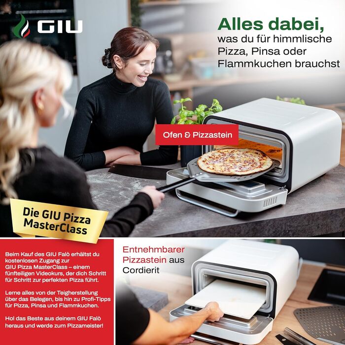 Електрична піч для піци GIU Bianco FusionHeat-Tech, професійна піч для неаполітанської піци з каменем, понад 400°C