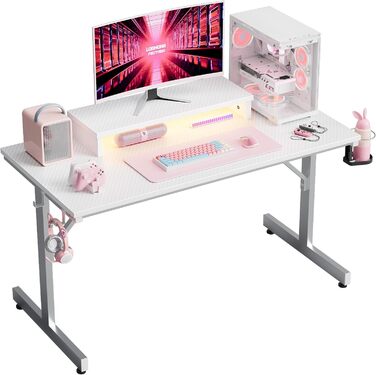 Ігровий стіл Bestier 106,6 см з LED підсвіткою, підставкою для монітора, тримачем для навушників і чашки для дому та офісу
