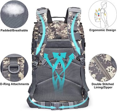 Тактичний рюкзак G4Free 40 л, військовий Molle, для походів, полювання, кемпінгу, армійський рюкзак для outdoor-активностей