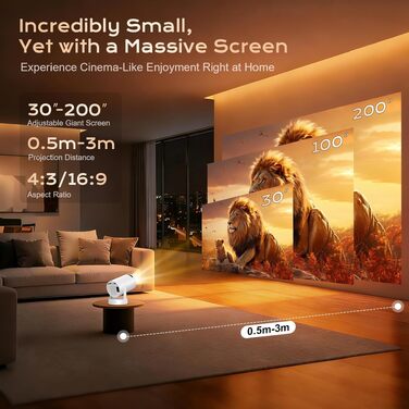 Міні-проектор 4K 1080p Full HD з Android 12.0, Wi-Fi 6, Bluetooth 5.4, автоматичною корекцією трапеції та вбудованим динаміком 5 Вт - для домашнього кінотеатру та вулиці