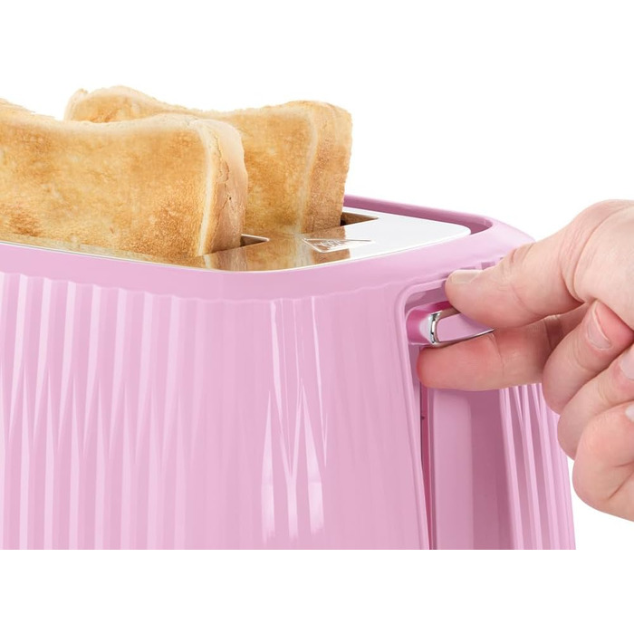 Тостер Russell Hobbs Eden для 2 скибок, рожевий - 6 режимів підсмажування, розморожування, підігрів, підйом, лоток для крихт, тримач для булочок