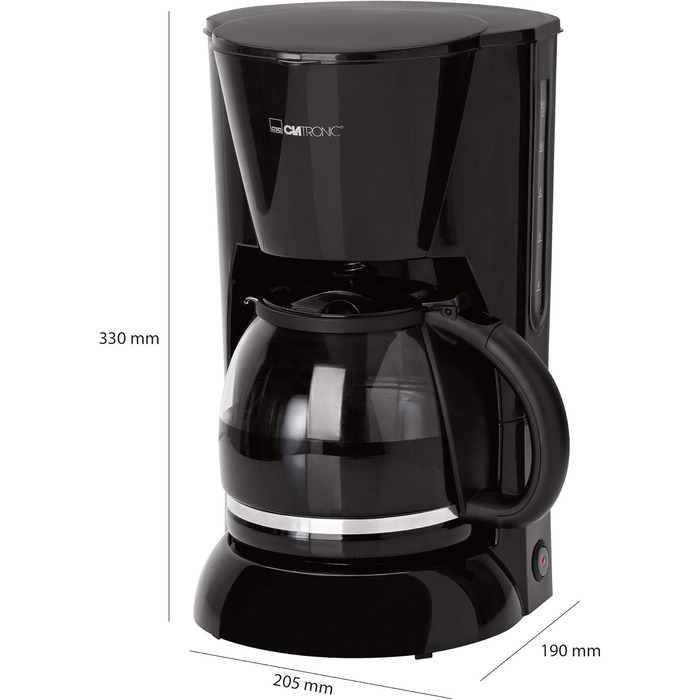 Кавоварка Clatronic KA 3473 чорна, 1,5 л, на 12-14 чашок, фільтр, захист від крапель, 900 Вт