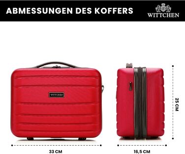 Чемодан на колесах WITTCHEN Globe Line, ручна поклажа, ABS, кодовий замок, 25 x 33 x 33 x 16,5 см, Lufthansa/Eurowings/Ryanair/Condor/Discover Airlines (косметичка, червоний)