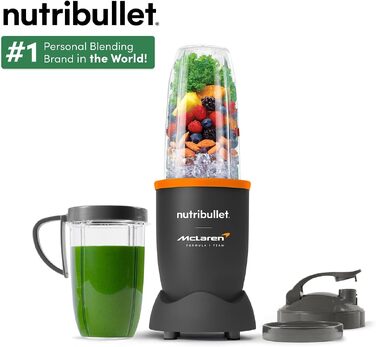 Потужний блендер-екстрактор Nutribullet 900 Series (матовий сірий) для смузі та соків, 25 000 об/хв, набір 11 предметів з чашами To Go