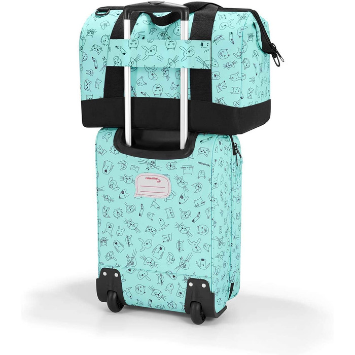 Дитяча дорожня сумка reisenthel Allrounder M Kids Mint із милим тваринним принтом, для дітей, з кріпленням на валізу