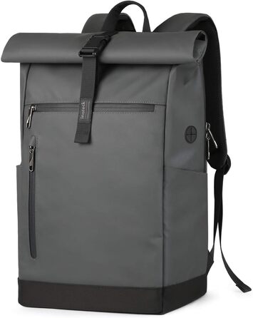 Inateck RollTop рюкзак 25-30 л для чоловіків і жінок, міський велосипедний рюкзак для ноутбука 17'', шкільний, для університету, подорожей, роботи та спорту, сірий