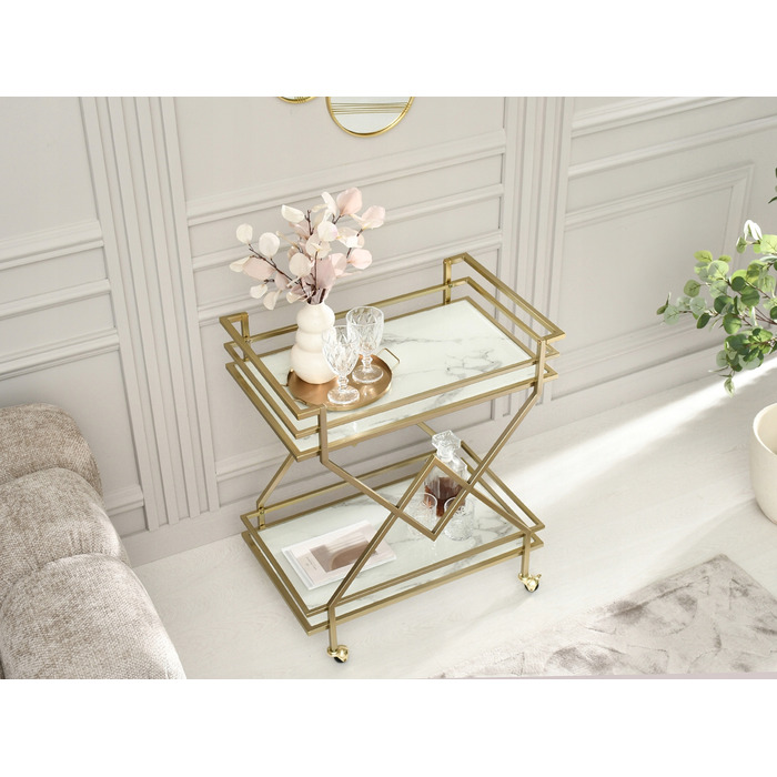 Стіл Mebel-Partner прямокутний, 70 x 46 x 81 см, білий з золотим