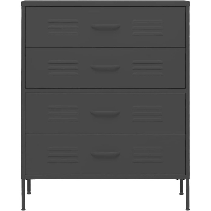Комод з 4 шухлядами Sideboard, багатоцільова шафа-тумба зі сталі, антрацит, 80x35x101.5 см