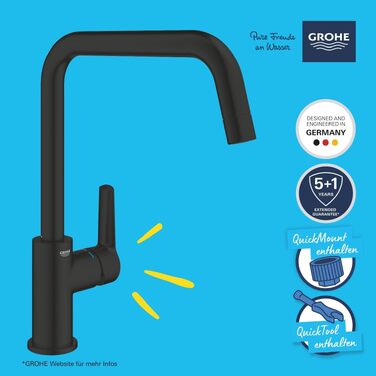 Змішувач кухонний GROHE Start 304702430 чорний, поворотний на 150°, з економією води