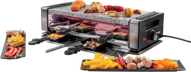 Раклетниця UNOLD 48760 Delice Basic 1200 Вт, для 8 осіб, з натуральним каменем, антипригарна двостороння пластина, нержавіюча сталь