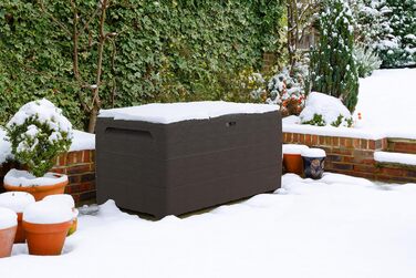 Водонепроникна пластикова скриня Duramax Cedargrain Durabox 270л для саду з колесами та ручками, коричнева