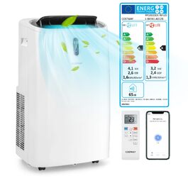 Мобільний кондиціонер COSTWAY 16000 BTU: охолодження, обігрів, осушення, вентиляція, нічний режим. Для приміщень до 150 м². З пультом та керуванням через додаток, таймер 24 год, 4700 Вт, ≤57 дБ