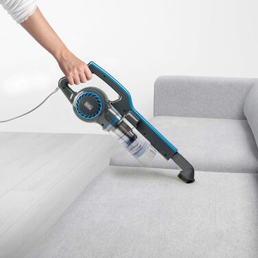 Пилосос 3-в-1 BLACK+DECKER BXVMS600E 600 Вт, ручний і вертикальний, циклонний, без мішка, EPA-фільтр, 6 м кабель, сірий/синій