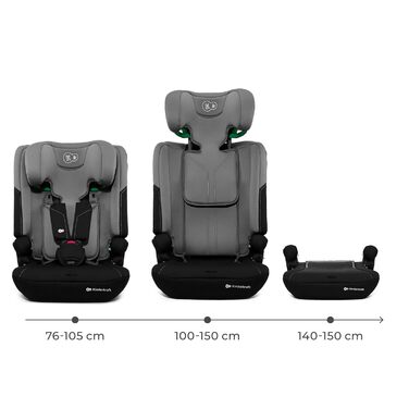 Автокрісло Kinderkraft I-COMFY 76-150 см, регульоване, з 5-точковим ременем, система EASY GROW, темно-сірий