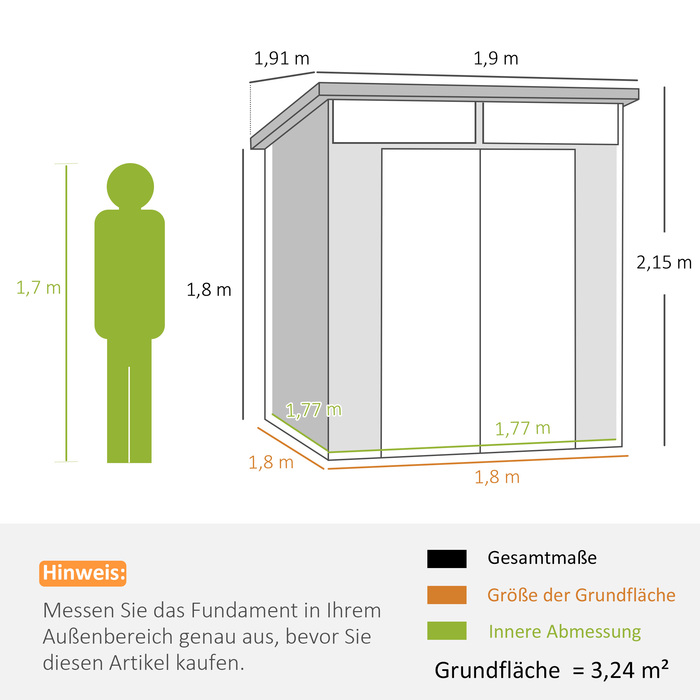 Садовий сарай Outsunny Garden Shed пластиковий 3,24 м³ 190x191x215 см Садовий сарай з моноскатним дахом, двері, що замикаються, Стійкий до погодних умов садовий сарай, Відкритий садовий сарай Шафа для заднього двору, Зовнішній, Світло-сірий