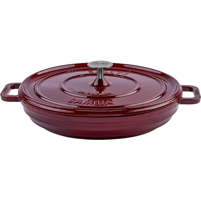 Чавунний казан Sallys 'Samira' Deluxe 2,2 л, бордовий, для всіх плит і духовки до 250°C, преміум якість