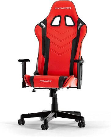 Ігрове крісло DXRacer PRINCE L червоно-чорне, оригінал, PVC шкіра