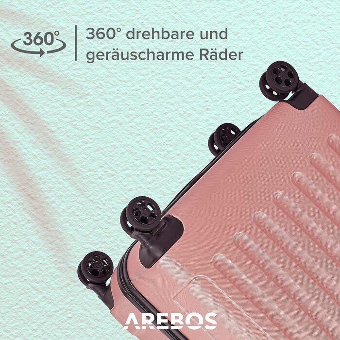 Набір валіз Arebos 3шт: M, L, XL з ABS-пластику, телескопічний ручка, 360° колеса, замок-блискавка