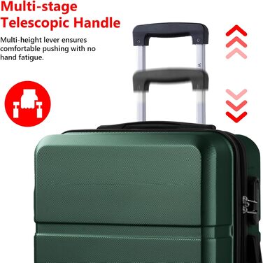 Набір валіз для подорожей XL Trolley (3 шт: M, L, XL), твердий корпус, 4 колеса 360°, кодовий замок, темно-зелений