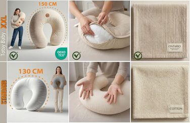 Подушка для годування Totsy Baby Stillkissen Mond Minky (150 см, світло-сіра) - підтримка при грудному вигодовуванні, Oeko-Tex